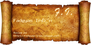 Fadgyas Irén névjegykártya
